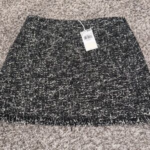 Mango Tweed Black Mini Skirt with frayed edges